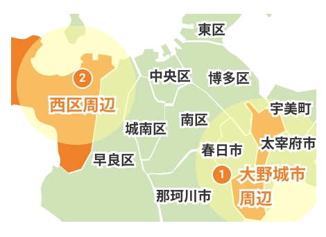 福岡エリアの地図